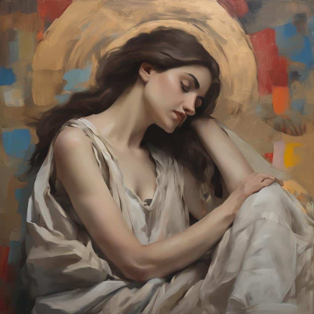 Πανέμορφη γυναίκα σε πορτρέτο με εικαστική τέχνη που διαμόρφωσε το σήμερα.