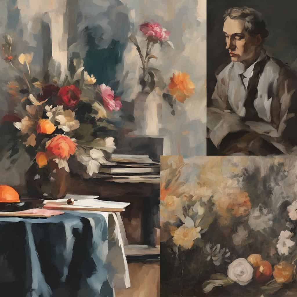 Ζωγραφική με ανθάκια και πορτρέτα, καλλιτεχνική τέχνη που διαμόρφωσε το σήμερα, σύγχρονες εικαστικές δημιουργίες, τέχνη και πολιτισμός.